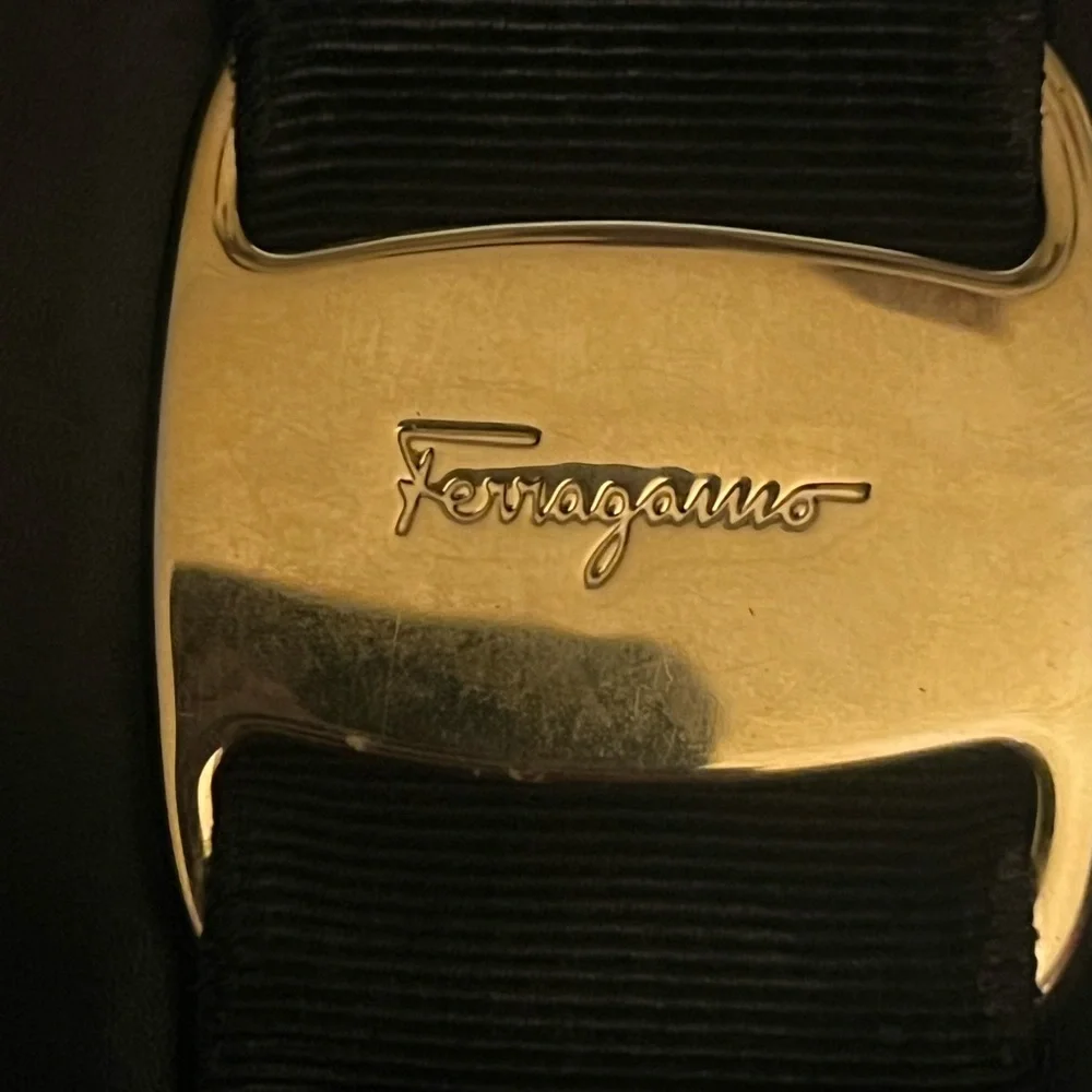 Salvatore Ferragamo Black Leather Top-Handle Bag with Gold Hardware